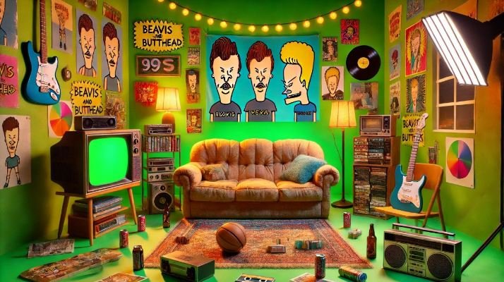 beavis and butthead couch background green screen